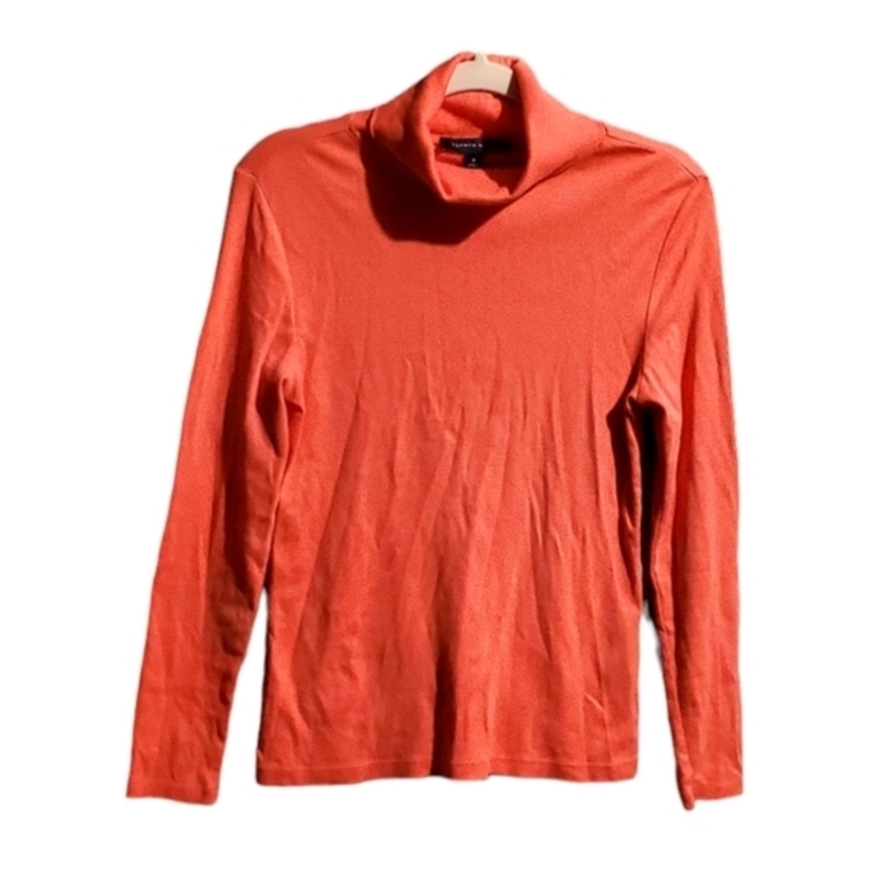 Tommy Hilfiger Coral Pink Soft‎ Cotton Turtleneck Top Medium